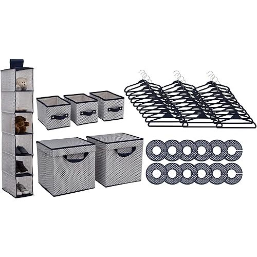 Delta Children Nursery Storage 48 Piece Set - Easy Storage/Organization Solution - Keeps Bedroom, Nursery & Closet Clean, Navy