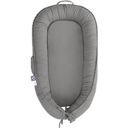 Infant Lounger, Baby Nest Cover for Baby Girls & Boys, Newborn Essentials for Baby 0-12 Months, 100% Cotton Breathable, Co Sleeper for Baby in Bed (Slate_Gray)