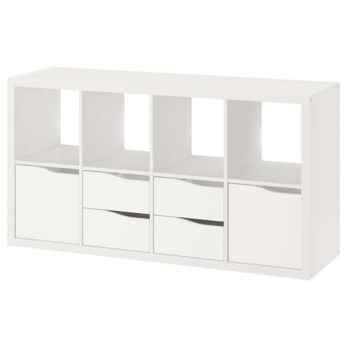 KALLAX Shelving unit - with 2 doors with 4 drawers/wave shaped white 57 5/8x30 1/8 "