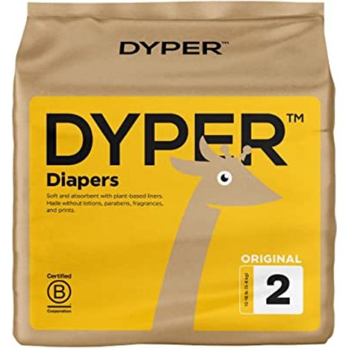 DYPER Viscose from Bamboo Baby Diapers Size 2 | Honest Ingredients | Cloth Alternative | Day & Overnight | Made with Plant-Based* Materials | Hypoallergenic for Sensitive Skin, Unscented