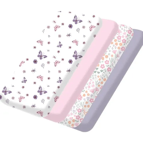 Little Grape Land Mini Crib Sheets 4 Pack, Pack n Play Sheets Fitted 38 x 26 for Boys and Girls, Pack and Play Sheets Compatible with Graco Pack n Play Playard, Sea Breeze