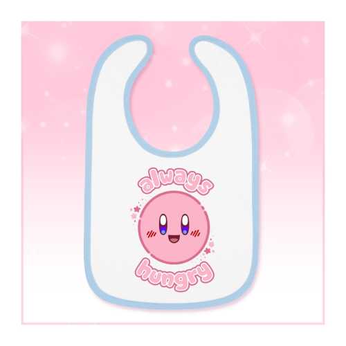 Kirby Inspired Jersey Baby Bib: 5 Color Options, One Size - Geeky Gift for Babies, Baby Showers, Toddlers