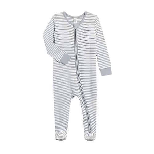Colored Organics Peyton Footed Sleeper- Mist Stripe