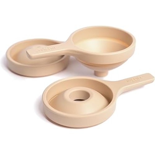 Inspire My Play 3 x Natural Silicone Collapsible Funnels for Kids - Sensory Play Funnel Toys for Kids - Pouring Toys for Toddlers - Food Safe Sensory Bin Tools and Accessories