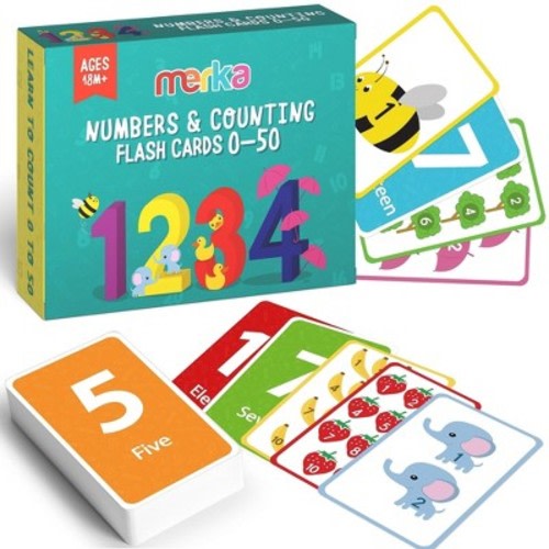 merka Flash Cards for Toddlers 2-4 Years Number Flash Cards 0-50 Counting Kindergarten Workbooks Learn to Count