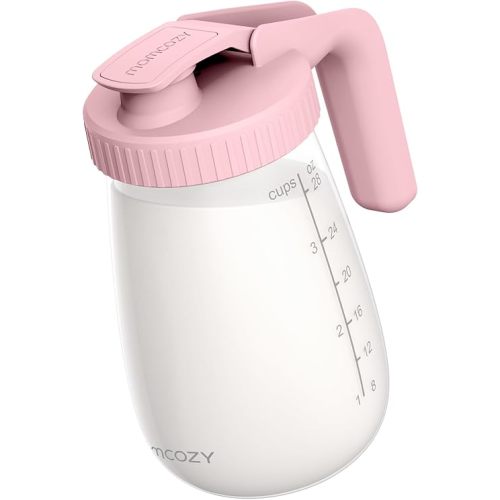 Momcozy Breast Milk Pitcher, Resistant to Heat and Cold Abrupt Temp Swings, No Leak Breast Milk Fridge Storage Container With Wide Mouth, Fast Baby Formula Maker, Breastfeeding Essentials, Pink
