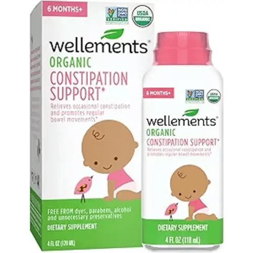 Wellements Organic Constipation Support | Safe and Gentle Organic Constipation Relief for Infants, Babies and Toddlers | No Harsh Laxatives | USDA Certified Organic | 4 Fl Oz. 6 Months + - Baby Constipation Support - 4 Fl Oz (Pack of 1)