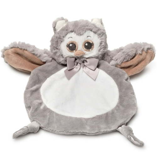 Bearington Baby Wee Owlie, 8 x 7 Inch Small Gray Owl Stuffed Animal, Woodland Nursery Decor, Security Blanket Lovey for Babies