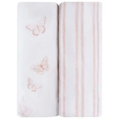 Ely's & Co. Baby Fitted Bassinet Sheet 100% Combed Jersey Cotton Pink For Baby Girl 2 Pack