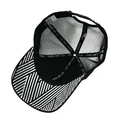 Vivee Hat Co. | High Contrast Hat - OSFM, 6 Panel, Between the Lines, Black