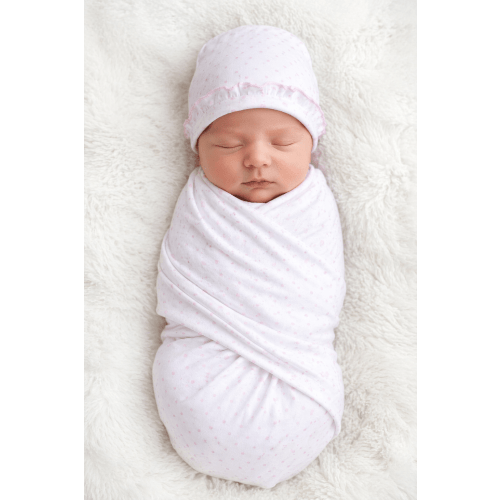 Baby Girl Pink Mini Dots Swaddle Gift Set