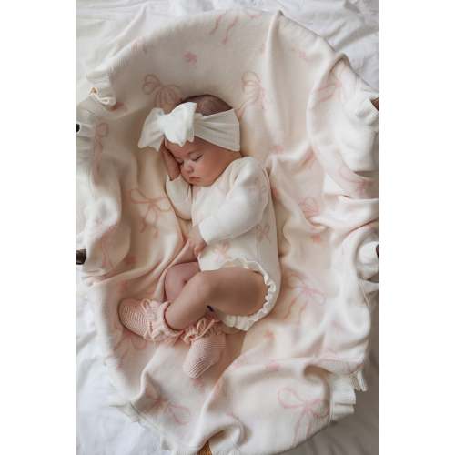 FLORAL BOW BLANKET | MILK + BABY PINK **PRE ORDER END JUNE**