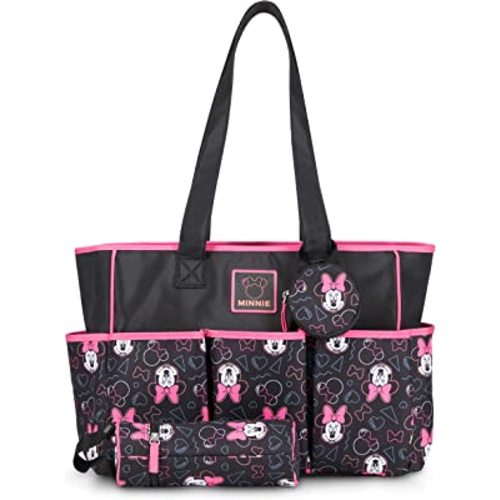 DISNEY Baby Girl Multi Piece Tote Diaper Bag, Minnie-Toss Print