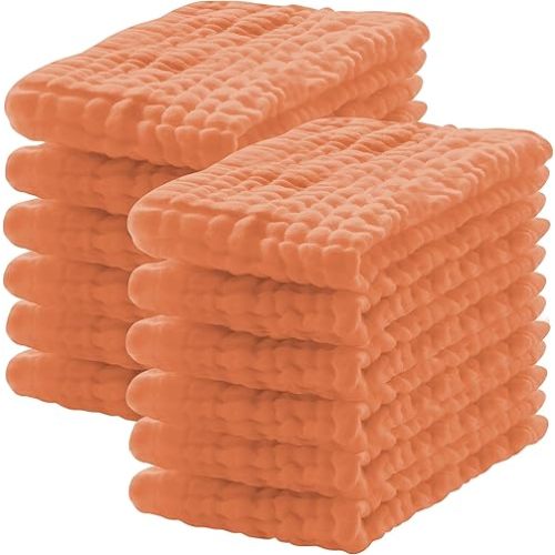 12 Pack Muslin Burp Cloths 100% Cotton Muslin Cloths Large 20''x10'' Extra Soft and Absorbent Baby Burping Cloth - Vermilion