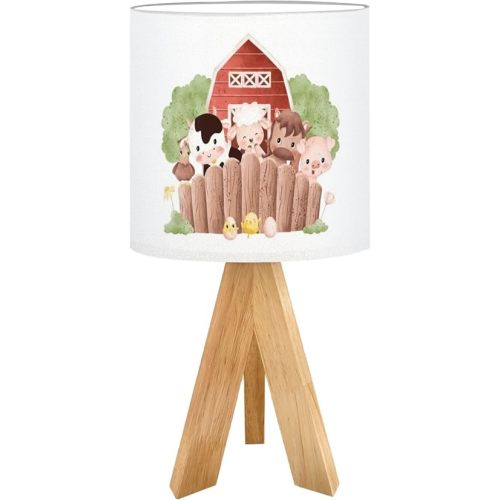 Cute Kids Bedside Desk Table Lamp Watercolor Set Cute Farm Animals Farm House Children Nightstand Lamp, Tripod Small Night Lights Linen for Nursery Room Bedroom Dorm Decor