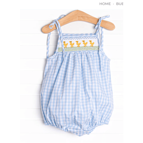 Duckling Dash Smocked Girl Bubble, Blue – Stitchy Fish