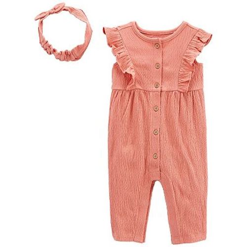 Baby Girl Carter's Crinkle Jersey Jumpsuit & Headwrap Set