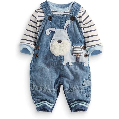 Cute Baby Boy Clothes Suit Toddler Boys' Striped long Sleeve T-Shirt+Denim Overalls Jumpsuit Pants Outfits Sets