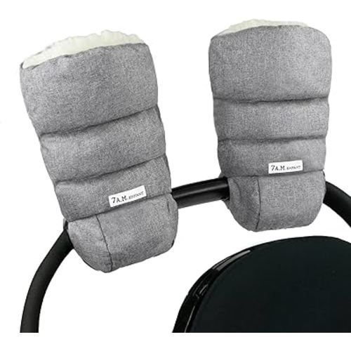 7AM Enfant Stroller Warmmuffs Gloves - Anti-Freeze Stroller Mittens for Handlebars, Water Repellent Hand Warmer Muff for Cold Weather, Plush Lined Stroller Warmmuffs | Winter Stroller Accessories