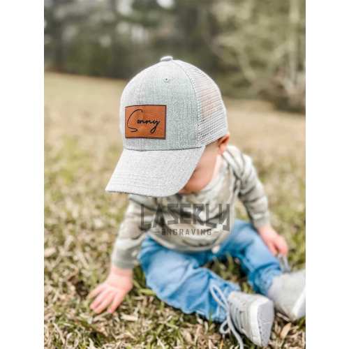 Custom Toddler Ball Cap Hat with Mesh Back, infant hat, Signature hat, Hat, baby hat, Leather Patch Hat, Gift, Holiday, Christmas, Birthday