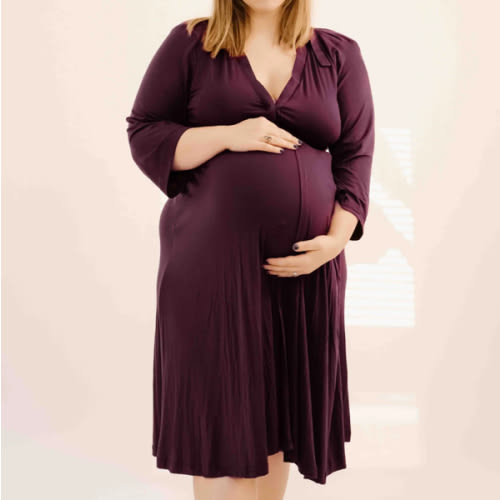 Lila Labor & Postpartum Gown in Plum