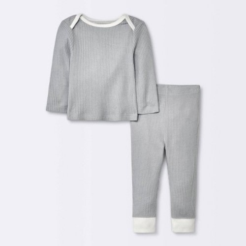Baby 2pc Waffle Top & Bottom Set - Cloud Island™ Gray, Size: 0-3M