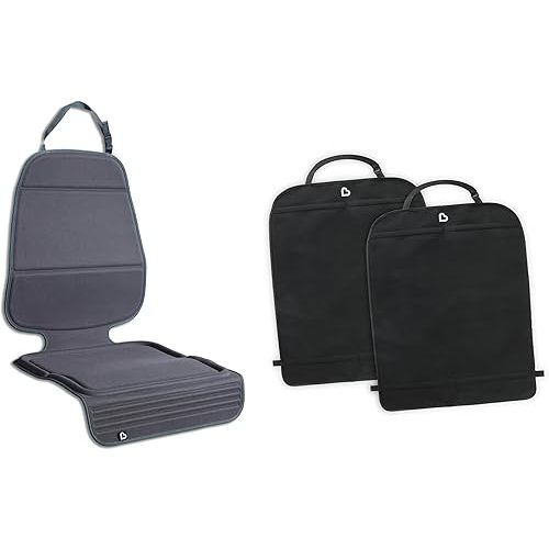 Munchkin® Child Car Seat Protectors, Elite Seat Guardian™ and Deluxe Kick Mats™, Black/Dark Grey