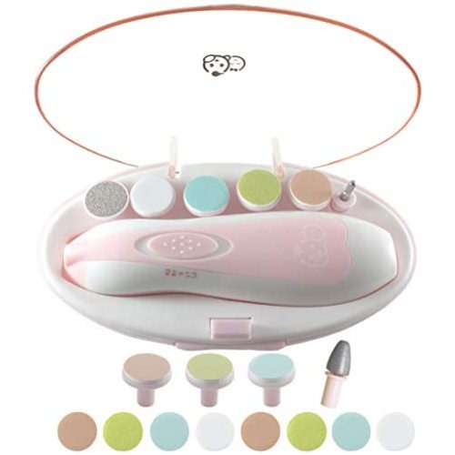 Baby Nail Clippers 20 in 1 by Royal Angels Baby | Safe Electric Baby Nail Trimmer, Baby Nail File Kit, Additional Replacement Heads, Newborn Toddler Toes and Fingernails, Trim and Polish (Pink)