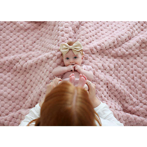 Minky Couture | Belgian Waffle Dusty Rose Blanket (Infant)
