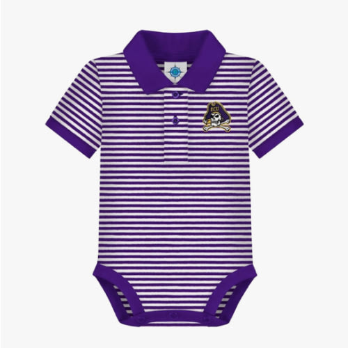 Creative Knitwear College Baby Striped Polo Bodysuit - Team Logo, Multiple Colors, for Boys & Girls (0-12 Months)