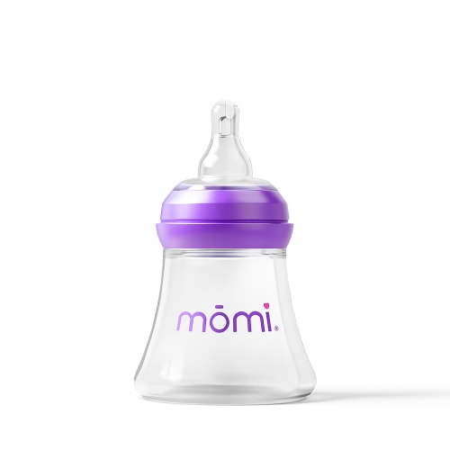 mōmi breast-like bottle, 5oz glass, purple or gray