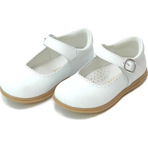 Chloe Classic Scalloped Leather Mary Jane, White - L'Amour Shoes | Maisonette