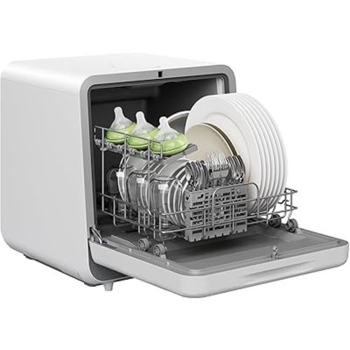 Silonn Portable Countertop Dishwasher, Mini Dishwasher with 5L Water Tank for Apartments/RVs No Hookup Needed, Dish washer with 7 Wash Programs 4 Place Settings 360° Triple Spray System & Auto Air Dry