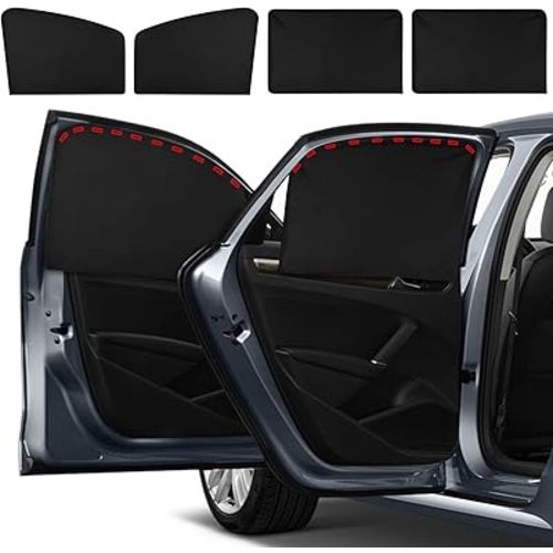 Blackout Car Sun Shade - 4 Pcs Magnetic Privacy Covers with UV Protection for Side Windows, Family, Baby, Kids, Camping
