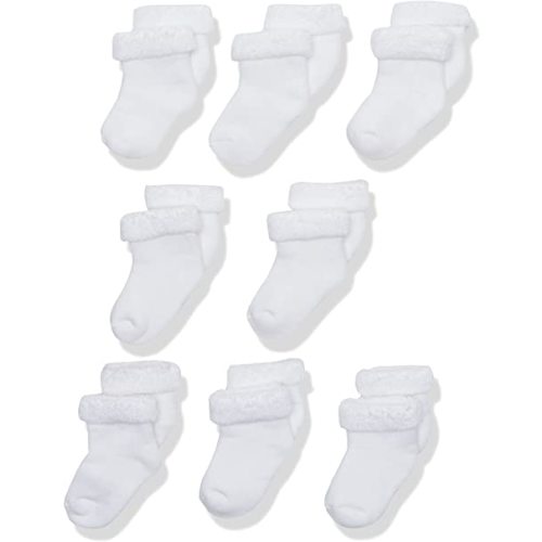Gerber Unisex Baby 8-Pair Wiggle-Proof Sock - 6-9 Months - White