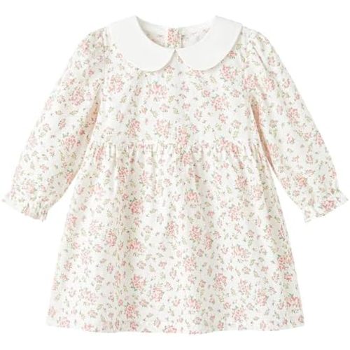 pureborn Baby Toddler Girl Woven Dress Short and Long Sleeve Cotton Playwear Dresses 0-5T