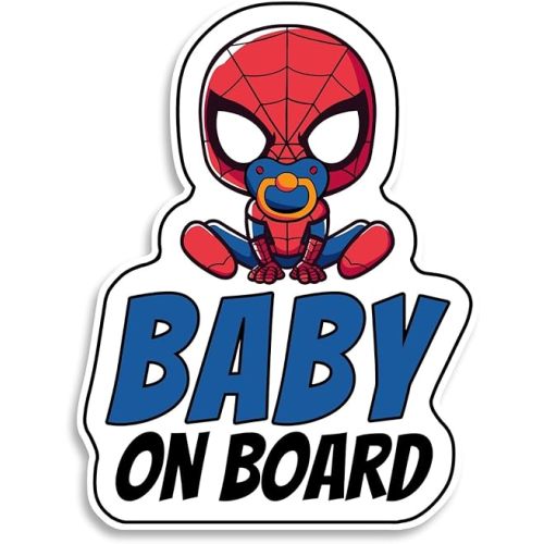 Baby on Board Signs for Car, Super-Hero, Waterproof and UV-Resistant Baby on Board Sticker, Durable Sign for Safety Awareness, Easy to Apply for Window or Bumper