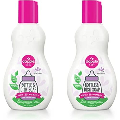 Dapple Baby Bottle Soap, Hypoallergenic Dish Soap for Baby Bottles, Powered by Plants, Travel Size, Lavender, 3 Fl Oz (Pack of 2)