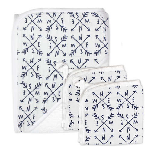 3-Piece Organic Cotton Hooded Towel Set, Tossed Skulls | Honest Baby Clothing