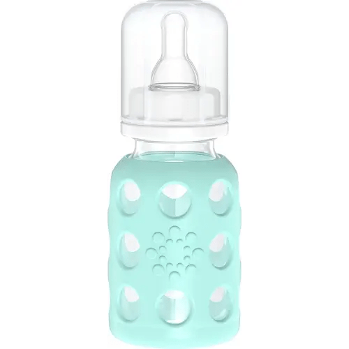 Lifefactory Glass Baby Bottle with Protective Silicone Sleeve and Stage 1 Nipple Mint 4 Oz 1 Count (Pack of 1) (LF110013C4)
