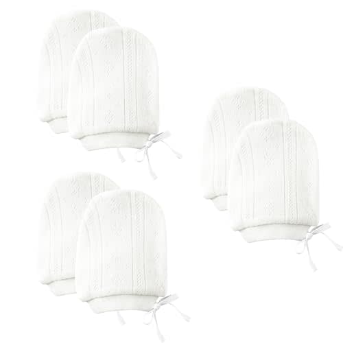 MOMSMENU Newborn Mittens No Scratch 100% Organic Cotton 3 Packs Mitts Baby Boy Girl Neutral With String 0-12 months