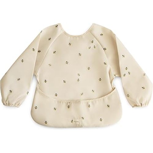 mushie Long Sleeve Baby Bib | Mess Free & Waterproof Fabric for Toddlers | Adjustable Fit for Ages 6-24 Months