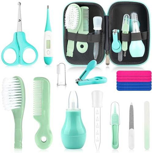 Baby Grooming Kit for Boys Girls Safety Newborn Nursery Essentials Grooming Set Gift for First-time Parents Green 18 in 1