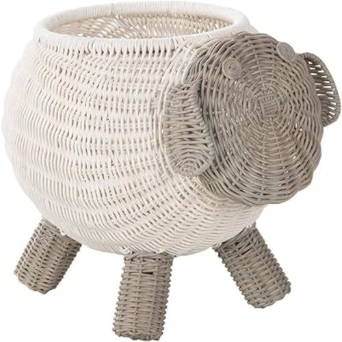 Kouboo Rattan Sheep Kids Storage Basket White & Gray