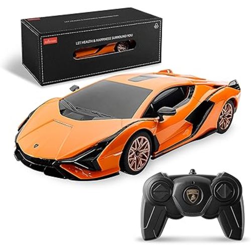 BEZGAR Licensed RC Series, 1:24 Scale Remote Control Car Lambo Sián FKP 37 Electric Sport Racing Hobby Toy Car Model Vehicle for Boys and Girls Teens and Adults Gift (Orange)