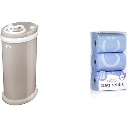 Ubbi Steel Odor Locking, No Special Bag Required Money Saving, Awards-Winning & On-The-Go Refill Bags, Lavender Scented, Value Pack of 36, Baby On The Go Diapering Essentials