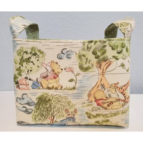 Diaper Caddy Bin Storage Organization Organizer Container Basket - Winnie the Pooh Eeyore Tigger in the Park Fabric - Baby Room Decor