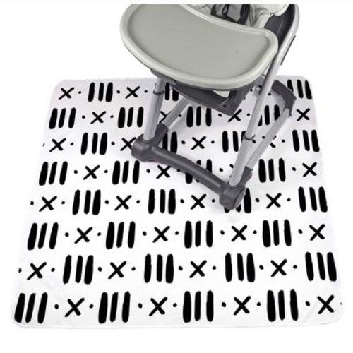 Baby Splat Mat For Under High Chair - Washable Waterproof Baby Floor Mat 51"x51" - Dashes
