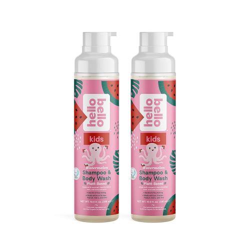 Hello Bello Kid's Shampoo & Body Wash I Tear Free, Hypoallergenic and Pediatrician Tested Moisturizing Plant Based Formula for Babies and Kids I Watermelon Scent I 20 FL Oz (2 Packs of 10oz)
