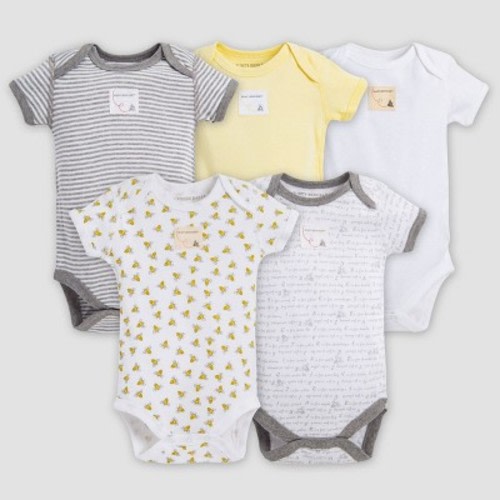 Burt's Bees Baby® Organic Cotton 5pk Short Sleeve Bodysuit Set - Sunshine, Size: 0-3M